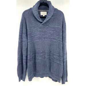 Sun + Stone Men's Cotton Knit Sweater Size XXL Navy Blue Pullover Preppy